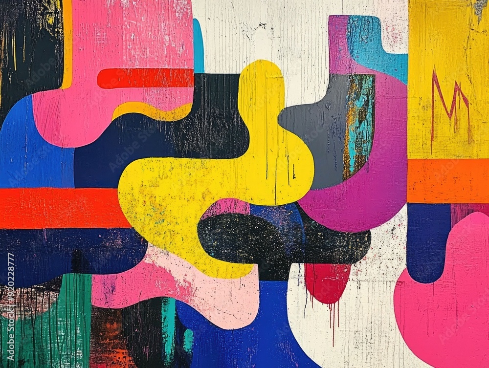 Poster vibrant abstract shapes with bold color splashes create a dynamic and modern design the fluid geomet