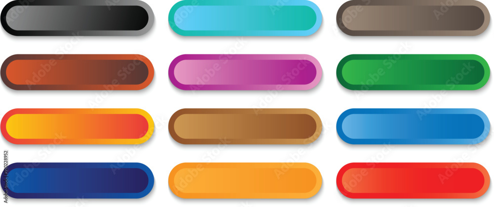 Poster set of different gradient buttons for web. web menu button vector illustration.