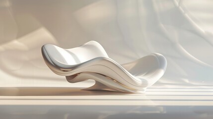 White Modern Lounger Chair with Gold Detail