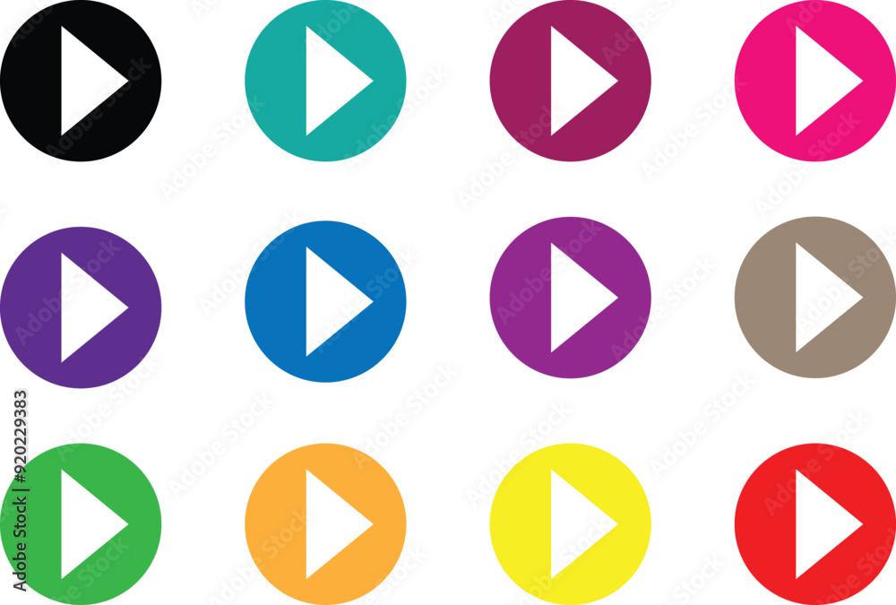 Poster set of arrow on different color circle vector illustration.