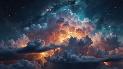 Cloud and milk way sky galaxies, HD Quality photo illustration