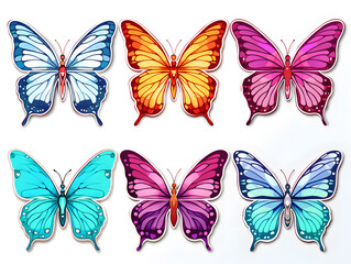 Butterfly Wings kawaii stickers with vibrant color