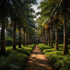 Obraz premium palm tree path