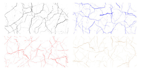 Vector set of cracks, marble pattern with cracks Transparent texture.