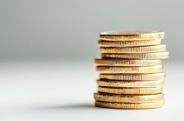  A stack of gold coins on a white background