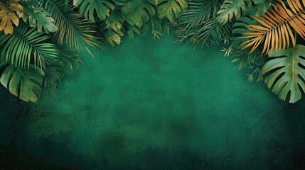 A lush tropical background featuring vibrant green and yellow leaves, perfect for nature-themed designs and projects.