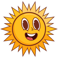 Groovy Retro Sun Character Illustration