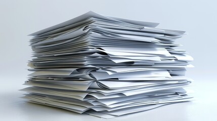 A Large Stack of White Paper on a White Surface