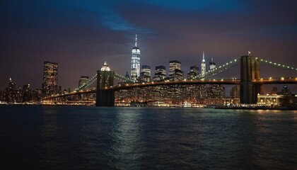 Fototapeta premium Lower Manhattan skyline during the blue hour with Hudson River in the foreground 9
