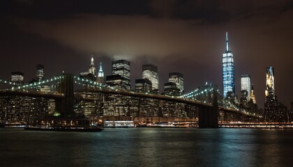 Obraz premium A night view of the Manhattan skyline from across the Hudson River 16