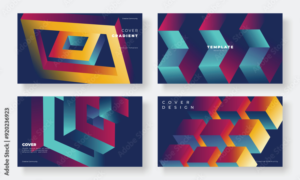 Canvas Prints set of template background design vector. collection of creative abstract gradient vibrant colorful 