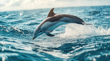 Fototapeta premium Dolphin Leaping Through the Waves