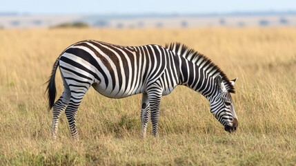 Fototapeta premium Zebra Grazing in the Savanna