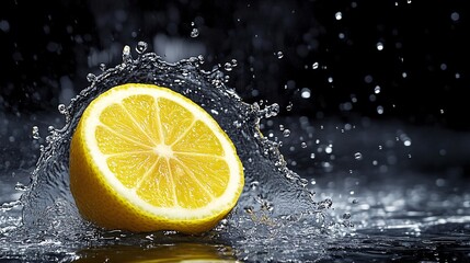 Fresh Lemon Splashing in Water