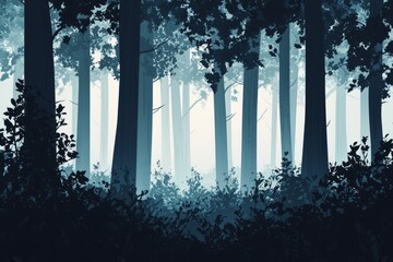 A misty forest with tall trees and a quiet, serene atmosphere. Cozy vibe, Generative AI