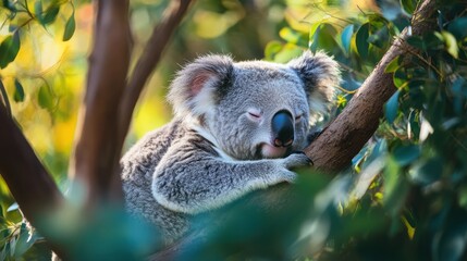 Obraz premium Sleeping Koala in a Tree