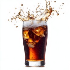 Soda Liquid Splash in Transparent Glass on Isolated Background