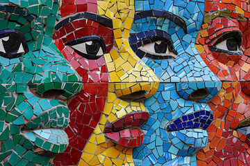 Colorful mosaic faces, diversity, ethnic representation