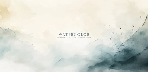 Abstract horizontal watercolor background. Hand drawn vector texture. Brush stroked painting pastel color watercolour