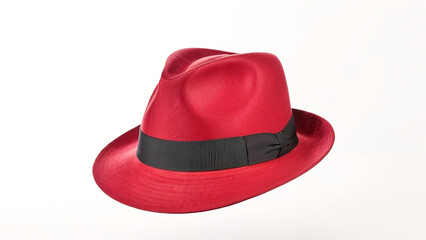 red fedora hat isolated on white background