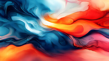 A vibrant abstract swirl of blue, red, and orange colors creating a dynamic visual flow.