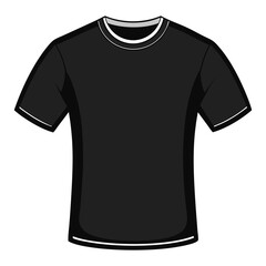 Art & Illustration  Black Short Sleeve T-Shirt Design, Blank Casual Shirt Template, Basic Apparel for Customization