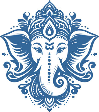 vector illustration of lord ganesha in blue Ganesha puja