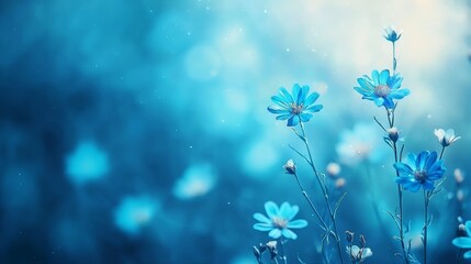 A serene close-up of delicate blue flowers in a dreamy atmosphere, perfect for nature-themed projects and backgrounds.