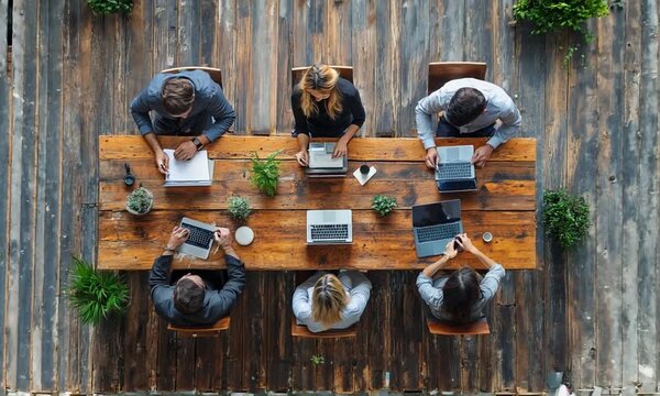Group Of Businesspeople Interviewing Group Of Businesspeople Interviewing