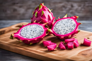 Fresh Dragon Fruit Pitaya Closeup Generative AI