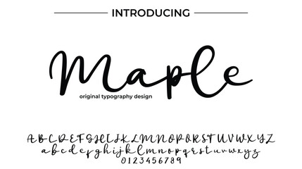 Maple Font Stylish brush painted an uppercase vector letters, alphabet, typeface