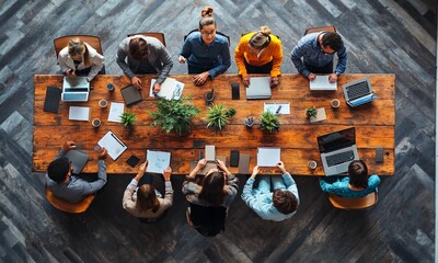 Group Of Businesspeople Interviewing Group Of Businesspeople Interviewing