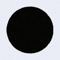 A simple black circle on a white background. The circle is slightly textured, giving it a subtle depth