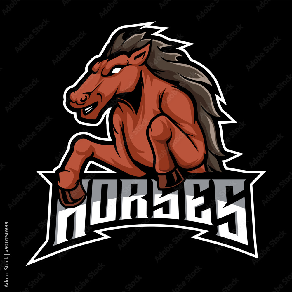 Sticker horse mascot logo vector design with modern illustration concept style