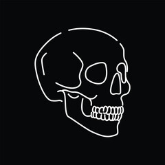 Human Head Anatomy Horror Skull 3 Monoline Illustration