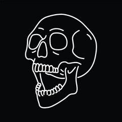 Human Head Anatomy Horror Skull 7 Monoline Illustration