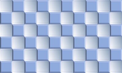 Fototapeta premium Blue tone cube 3D button seamless repeat pattern, replete image design for fabric printing or wallpaper, blue abstract wall, checkerboard boxes