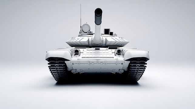 A modern minimalist artwork featuring a tank against a plain white background, focusing on its sleek silhouette
