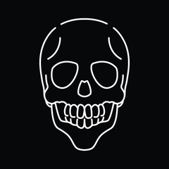 Human Head Anatomy Horror Skull 8 Monoline Illustration