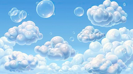 Dreamy Bubble Clouds Against a Blue Sky