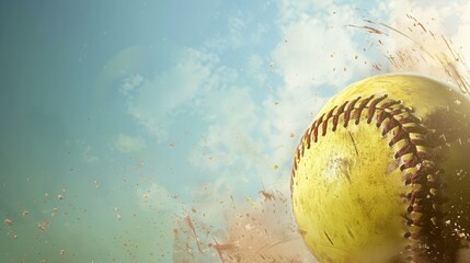 Play Ball. Softball equipment on a high-detailed plain background concept