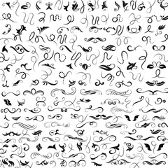 Collection of simple geometric seamless ornamental vector leaf's patterns and swatches. White and grey geometric oriental backgrounds.