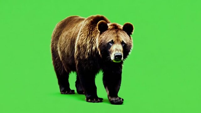 Bear walking on a green screen