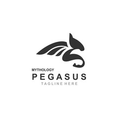 Pegasus horse Logo minimalist, Line art, Modern simple mascot, Mystic premium emblem template