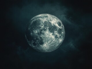 Fototapeta premium Full Moon in Dark Cloudy Sky