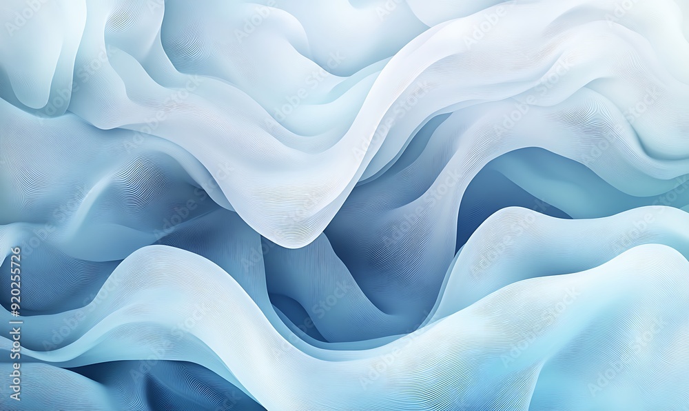 Poster Seamless Abstract of Flowing Blue and White Lines with Soft Gradients