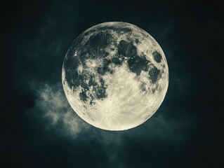 Full moon in cloudy night