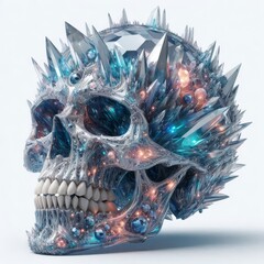 Naklejka premium detailed crystal skull on white background 