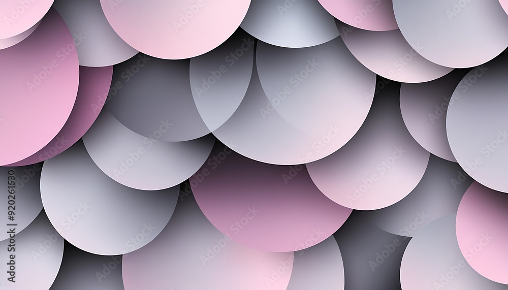 Poster Seamless Abstract with Overlapping Circles in Grey and Pink