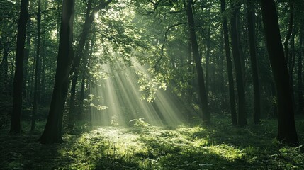 Sunbeams Through the Forest